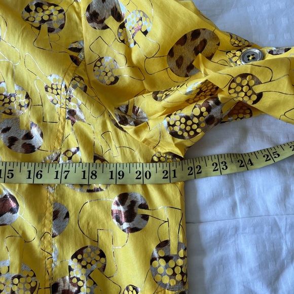 VINTAGE Goldleed Metallic Gold Yellow Mushroom Print Windbreaker Size 42 - Picture 16 of 16
